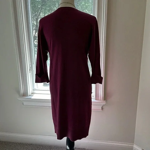 Garnet Hill Merino Wool Sweater Dress, Size Small, Berry Color, EUC - Picture 5 of 7